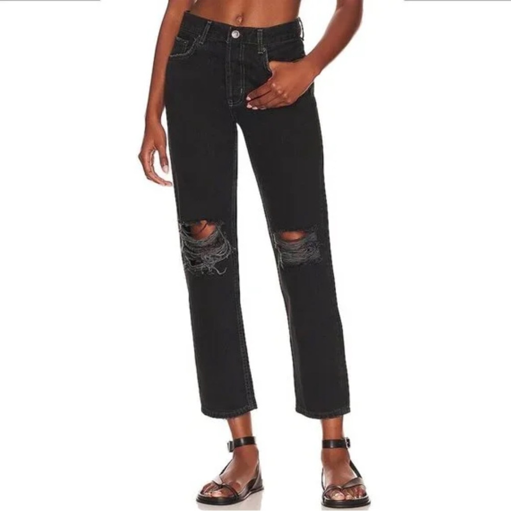 NEW Rails The Atwater Slouchy Straight Jeans in Inked Distress Size 26 Cotton